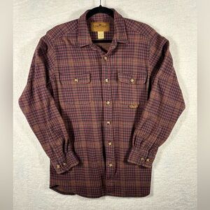 Lewis Creek Plaid Flannel Long Sleeve Button Down Shirt Red & Blue 100% Cotton